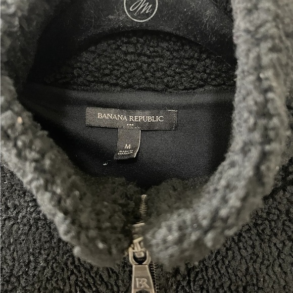 Banana Republic Size M Black Sherpa Quarter zip Nordic Design Bodice Pullover - Picture 4 of 5